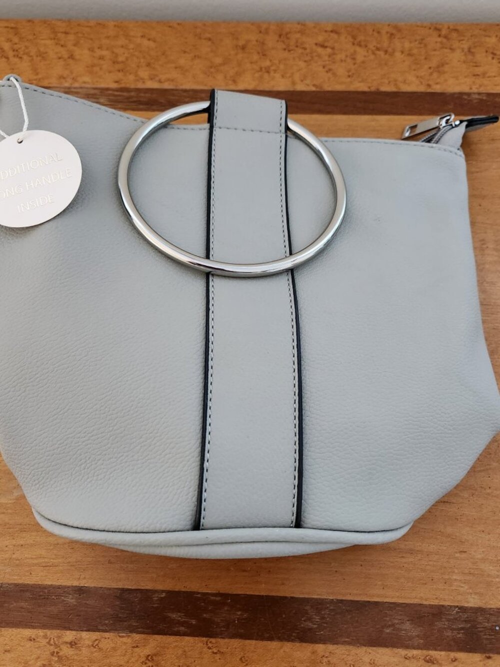 Primark Grey Structured Handbag Ring Detail Crossbody Strap NWT Minimalist Bag
